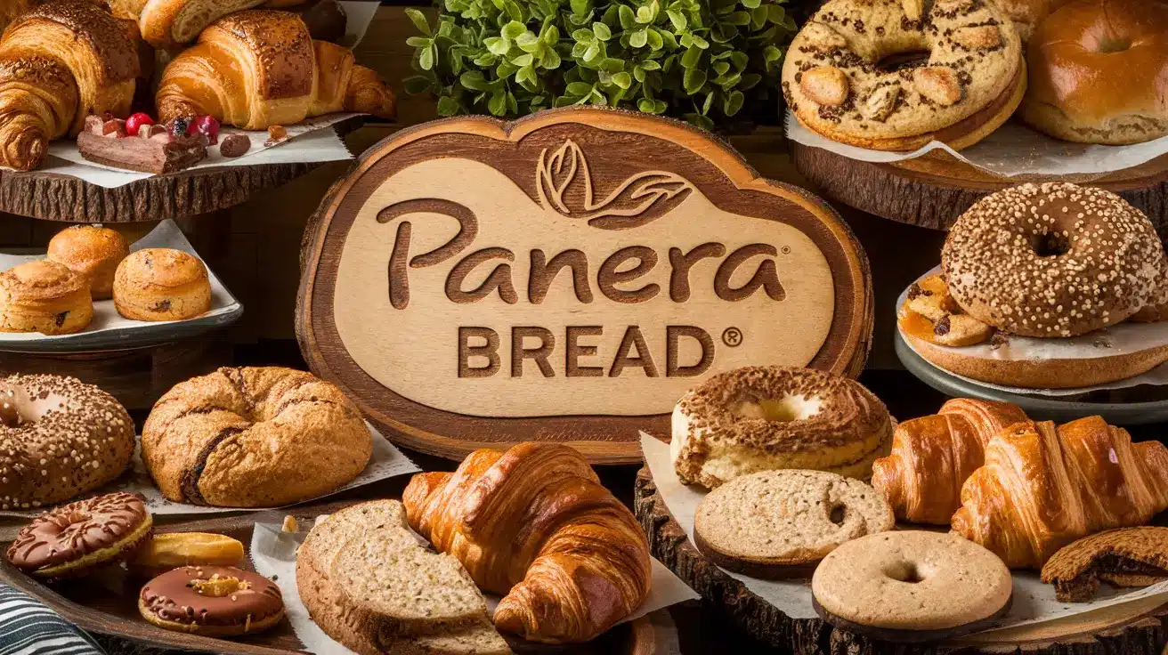 Panera Bread bakery items including croissants and bagels