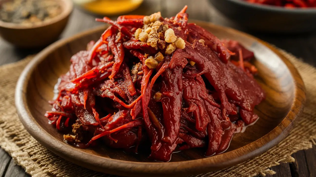 Shredded birria meat infused with spices and chilies