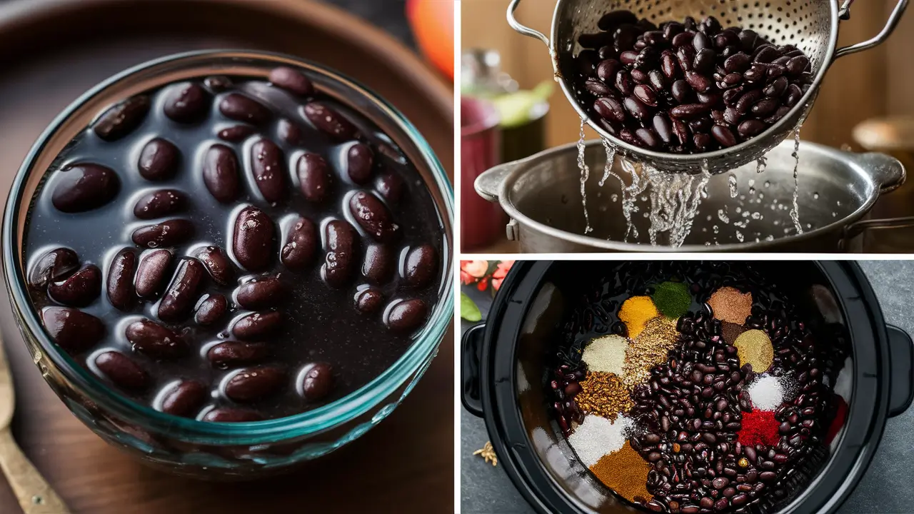 Preparing Black Beans for Slow Cooking with Spices