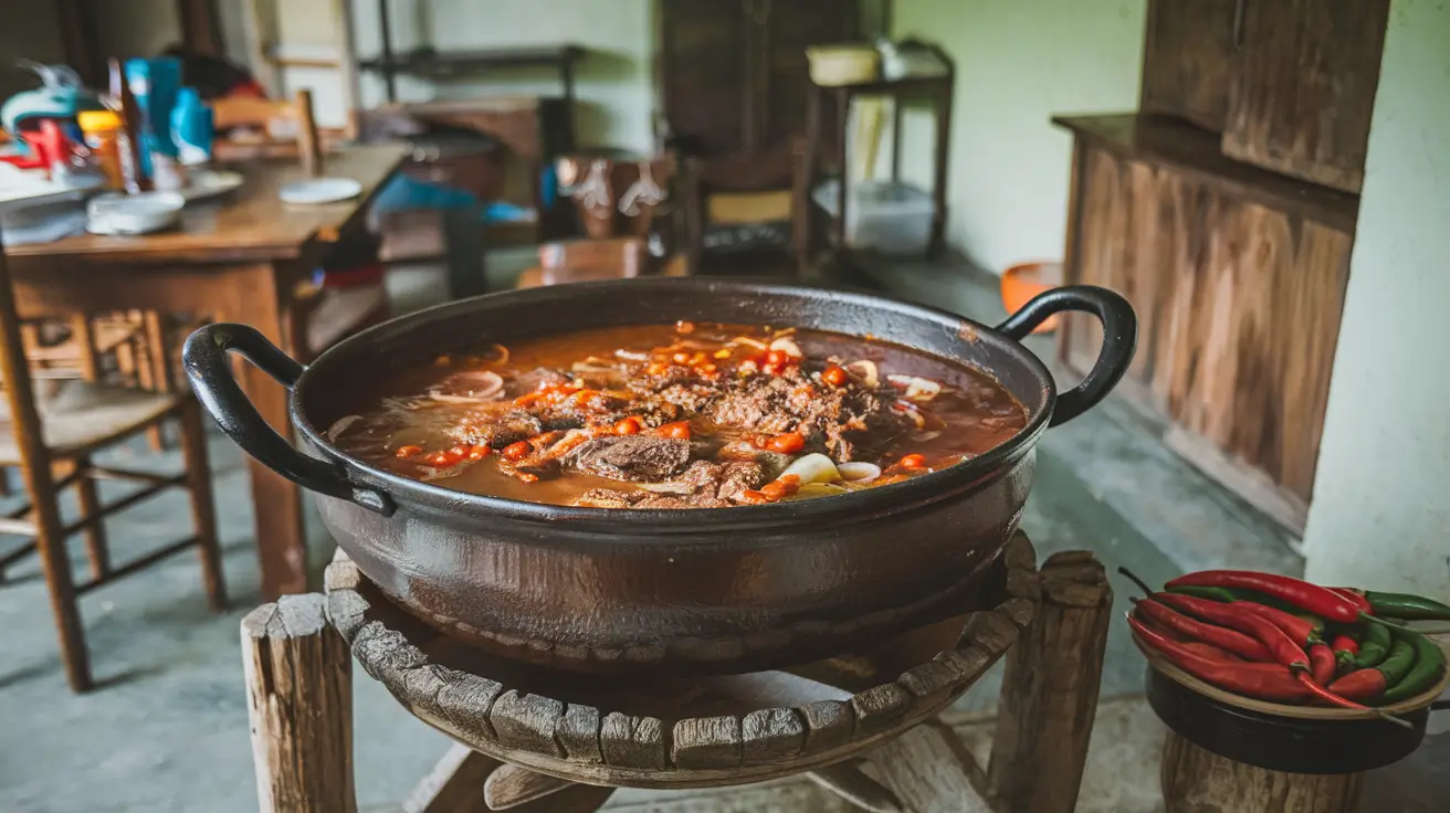 TTraditional birria preparation with spices and chilies