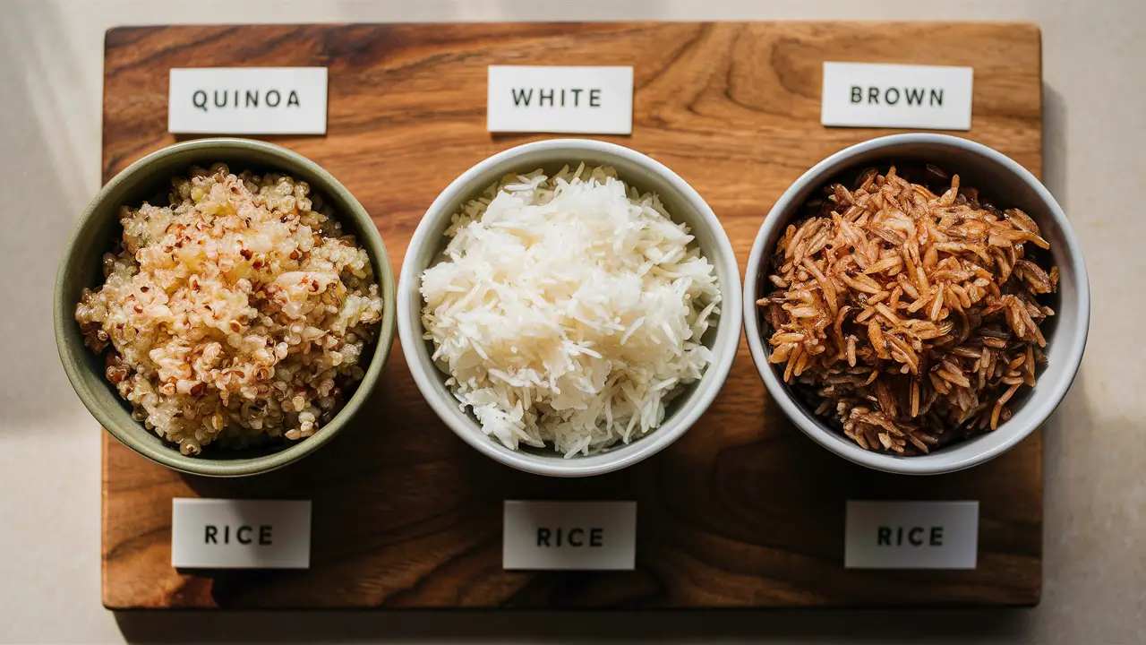 Quinoa rice vs white and brown rice comparison