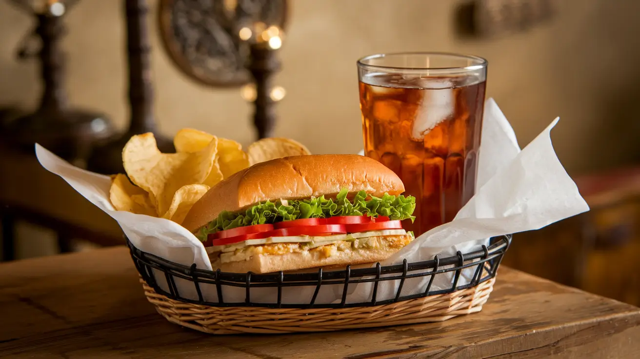 Jimmy John’s vegetarian sandwich served with chips and iced tea