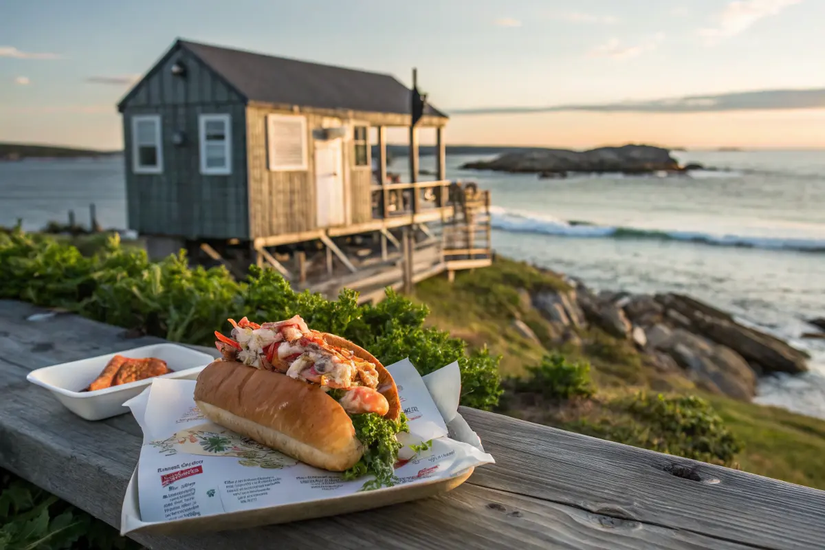 Coastal seafood shack serving lobster rolls in Maine