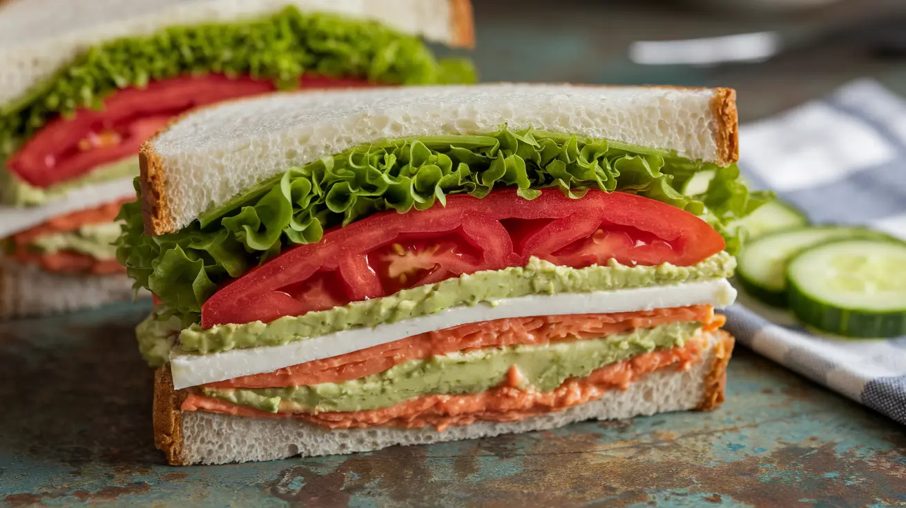 Sliced Jimmy John’s vegetarian sandwich showing ingredients