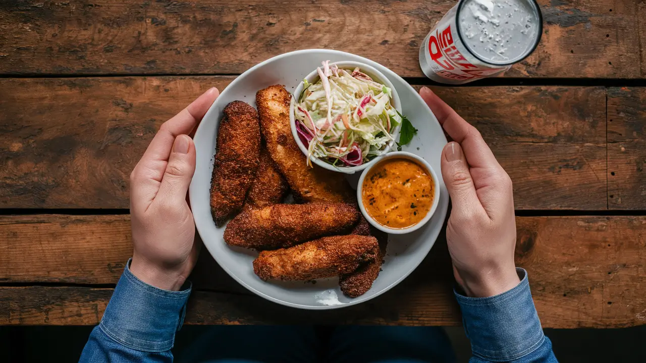 Popeyes blackened tenders meal with coleslaw