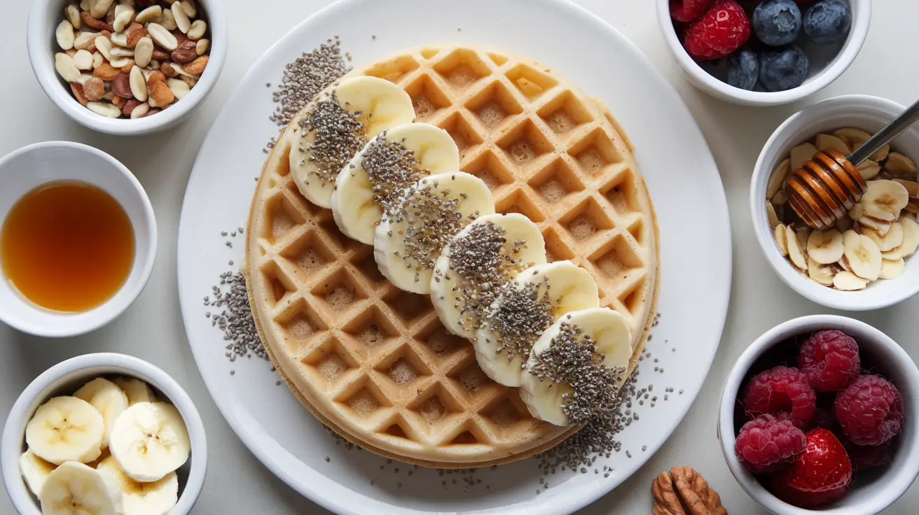 Protein waffle with almond butter and banana slices