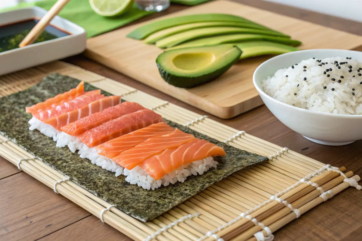  Preparing Ingredients for Salmon Avocado Roll