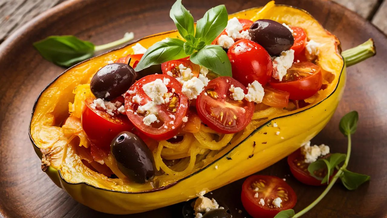 Mediterranean stuffed spaghetti squash