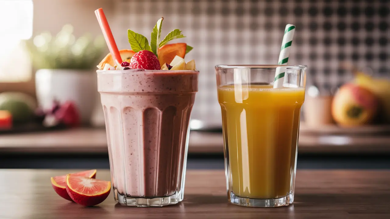 A smoothie vs. a fruit juice comparison