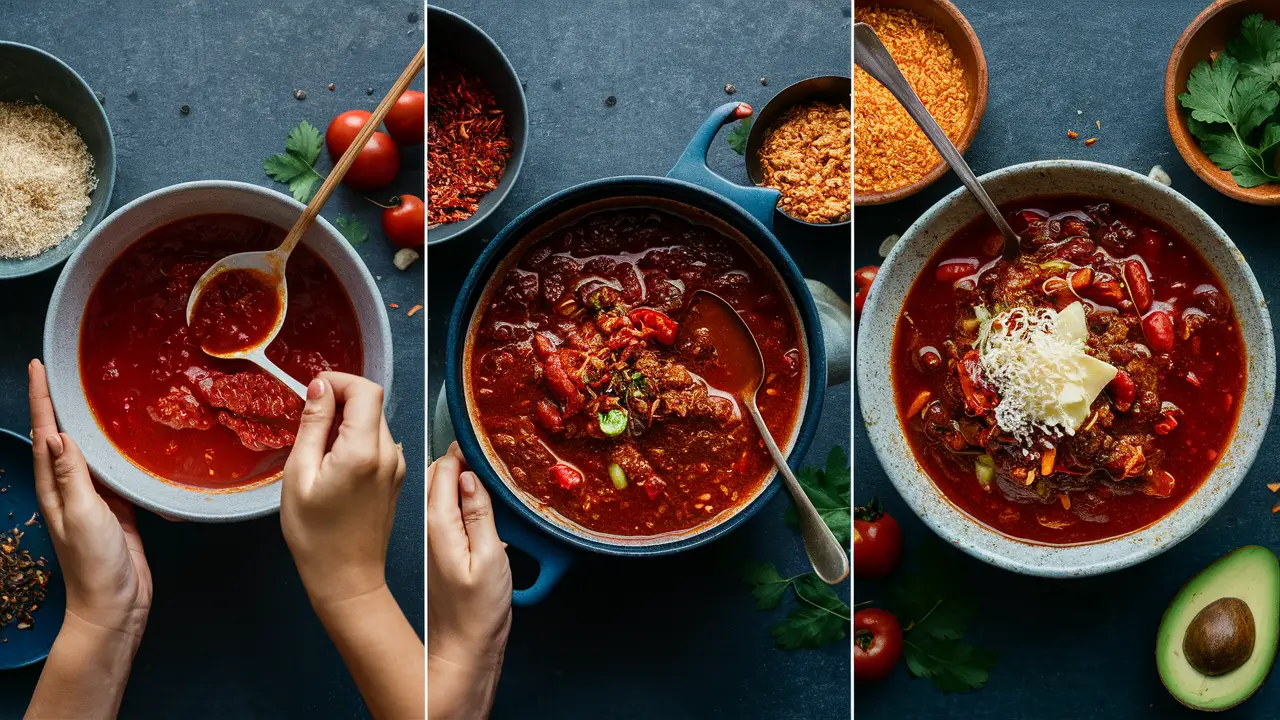 Steps to make a mild birria consomé