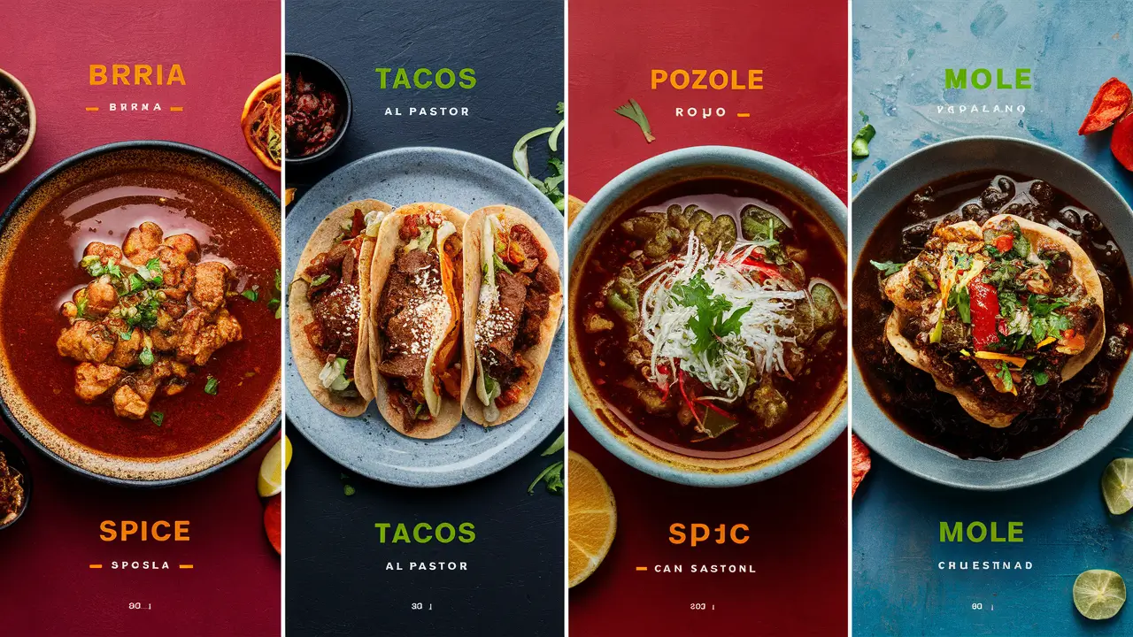 Mexican dishes with varying spice levels compared side by side