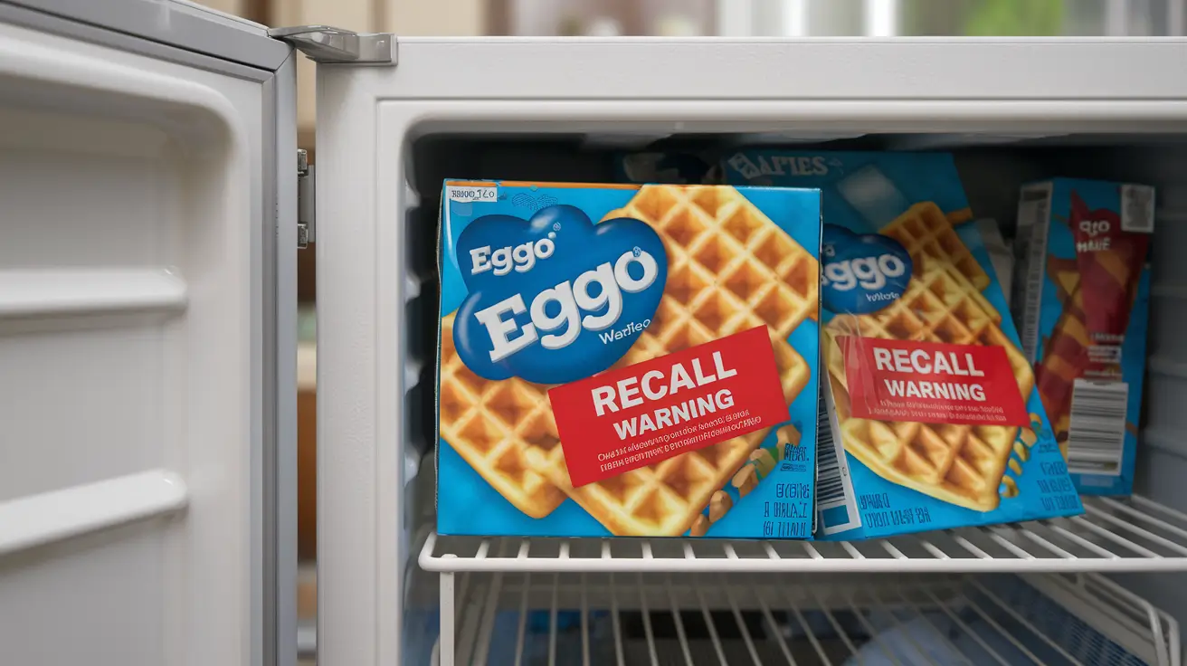 Open freezer with recalled Eggo waffles inside.