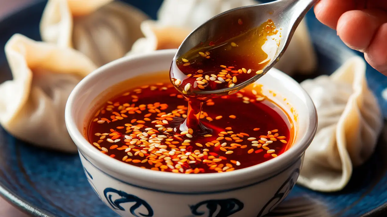 Spicy chili oil dipping sauce for dumplings