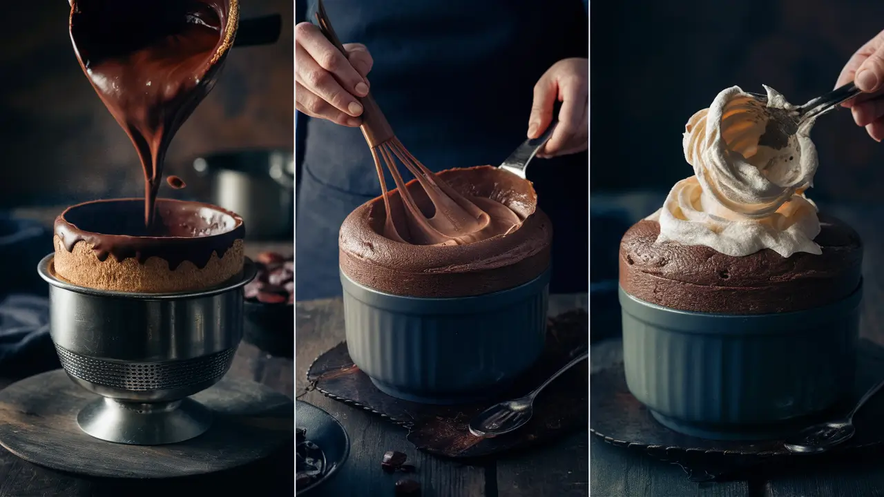 Step-by-step chocolate soufflé preparation