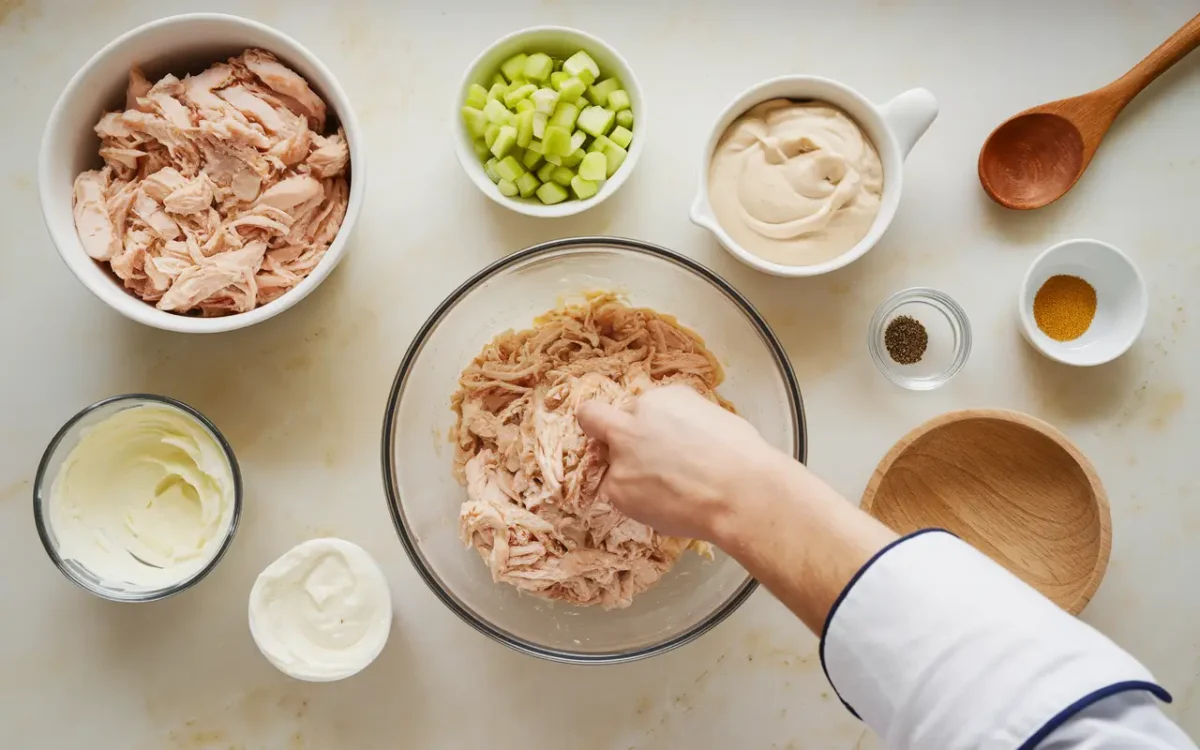 Ingredients for homemade Costco chicken salad