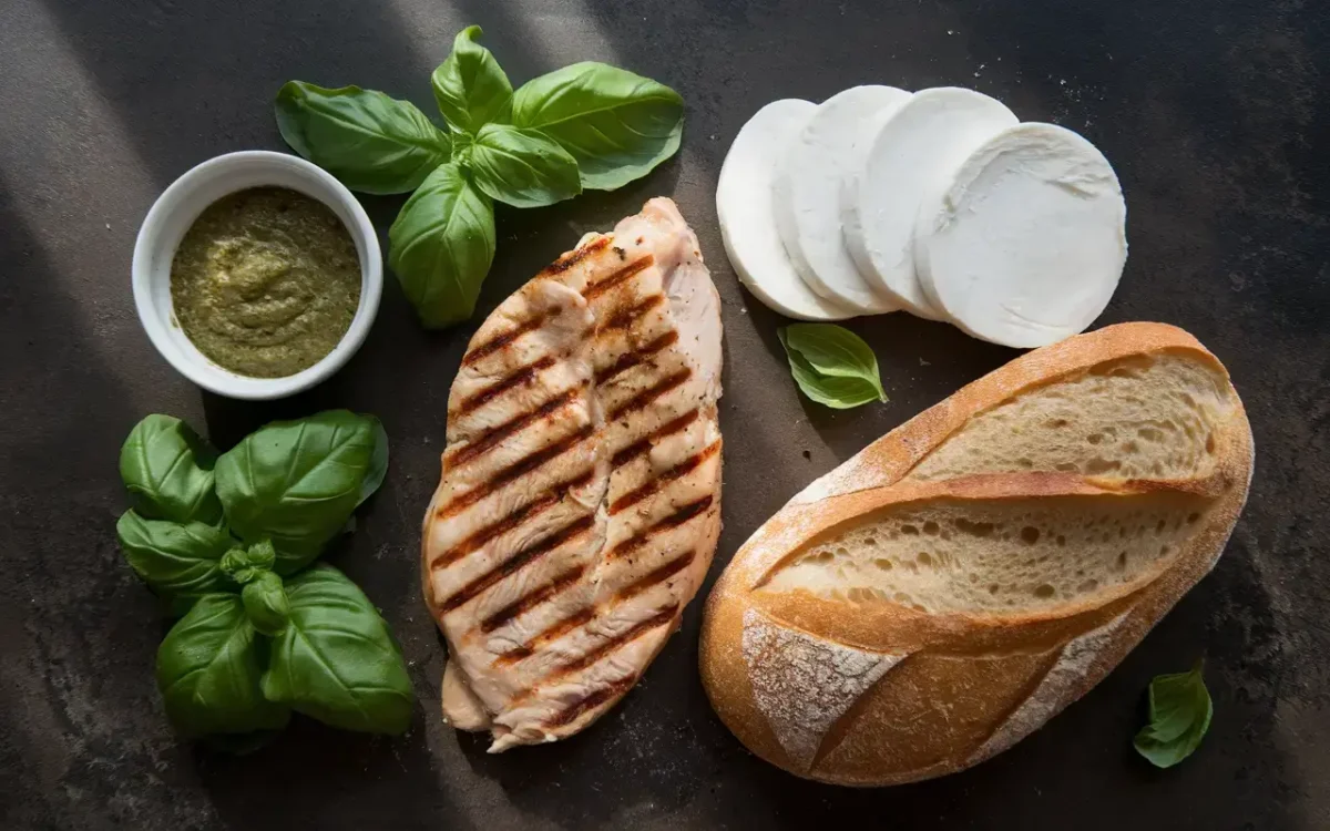 Fresh ingredients for making the best chicken panini